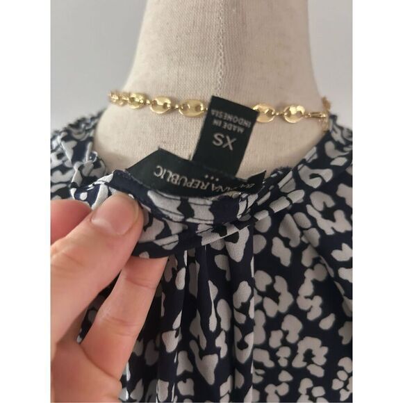 Banana republic blue and white floaty Boho dress size extra small long sleeve fl - Picture 5 of 6